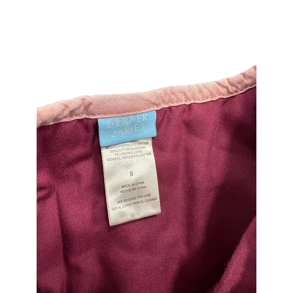 Draper James Girls Burgundy Pink Quilted Floral Zip Front Vest Size‎ 8